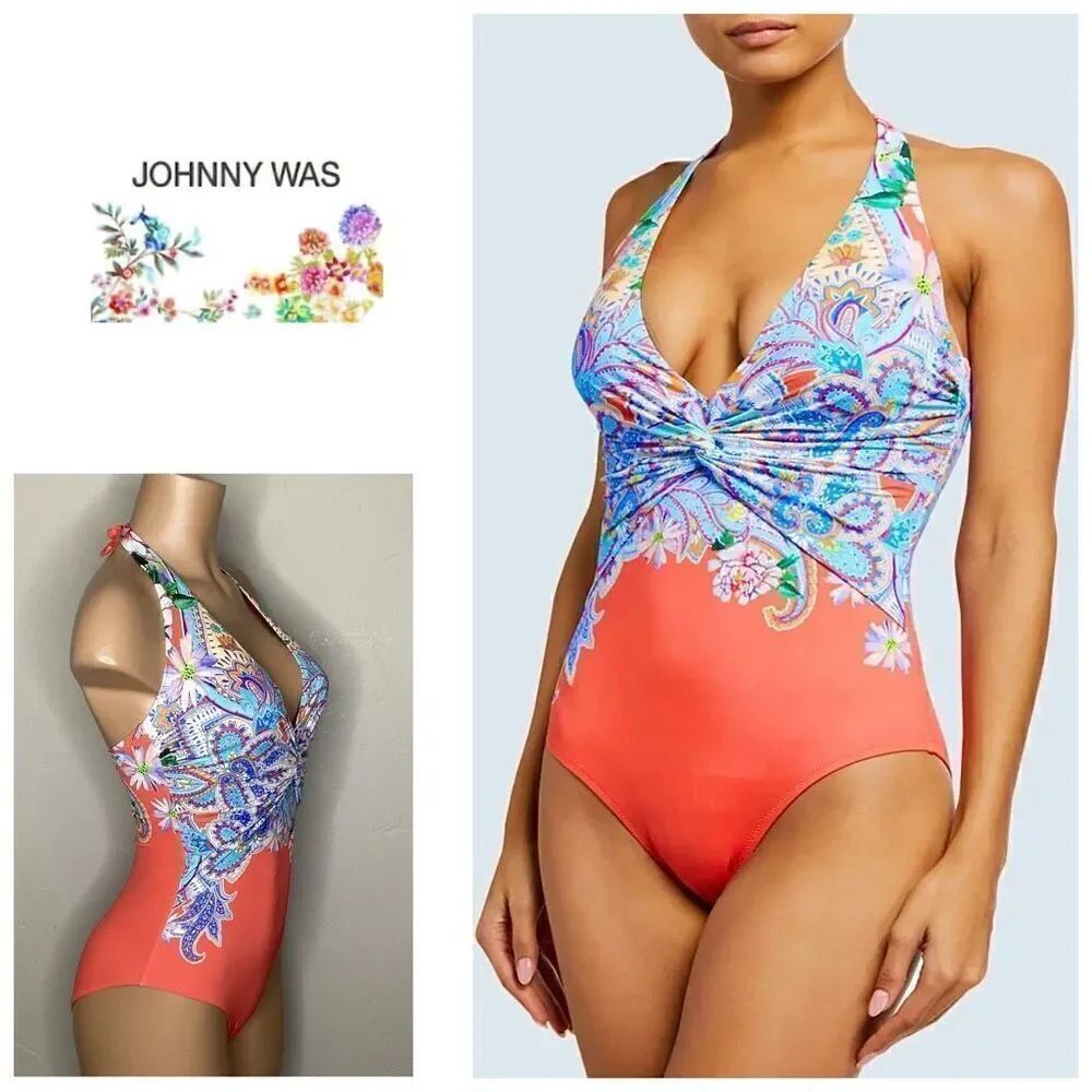 New. Johnny Was floral halter one piece swimsuit. Small. Retails $215